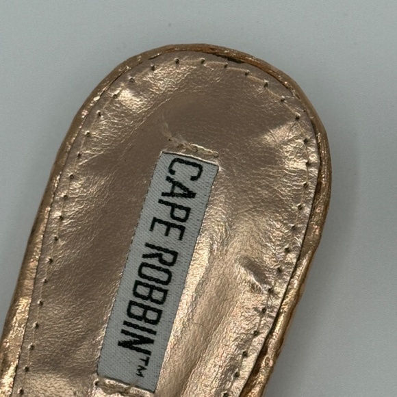 Cape Robbin | Vegan Metallic Rose Gold Knotted Pointed Toe Slip On Flats Mules - Picture 8 of 13